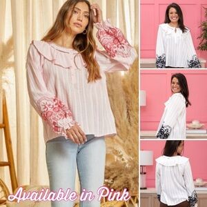 🆕💕Floral Embroidered Tonal Blouse